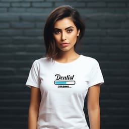 DentiCrew Round Neck Cotton T-Shirts White - Dentist Loading - 7