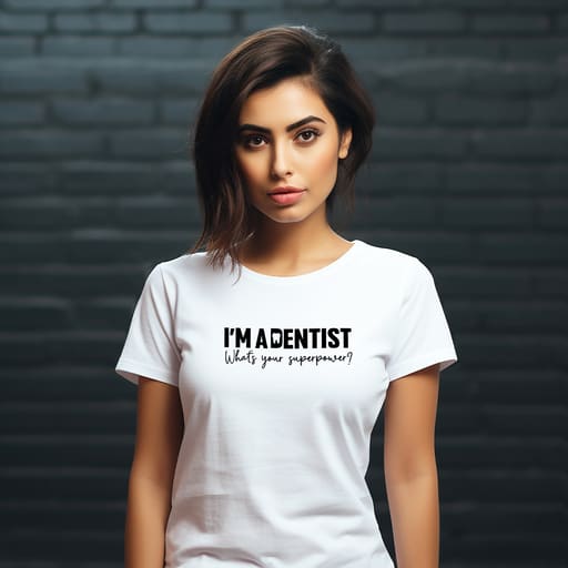DentiCrew Round Neck Cotton T-Shirts White - I am Dentist