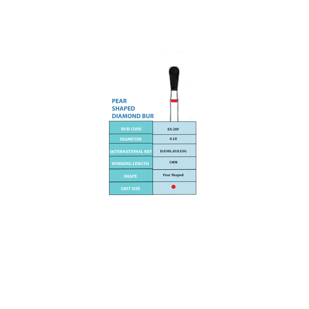 Frank Dental Pear Shaped FG Diamond Burs EX -Series (Long)