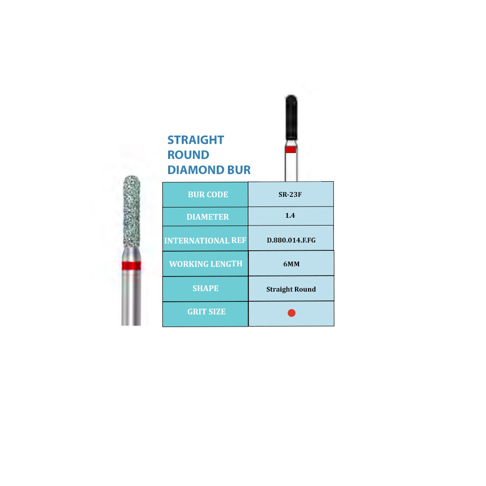 Frank Dental Round Cylinder Diamond Bur SR Series (Fine)