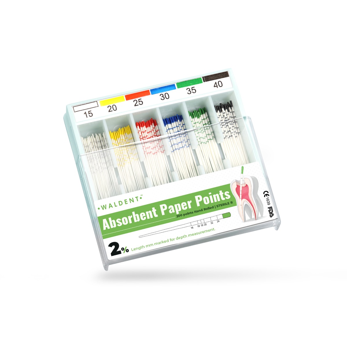 Waldent Paper Points 2% (Length Marked)