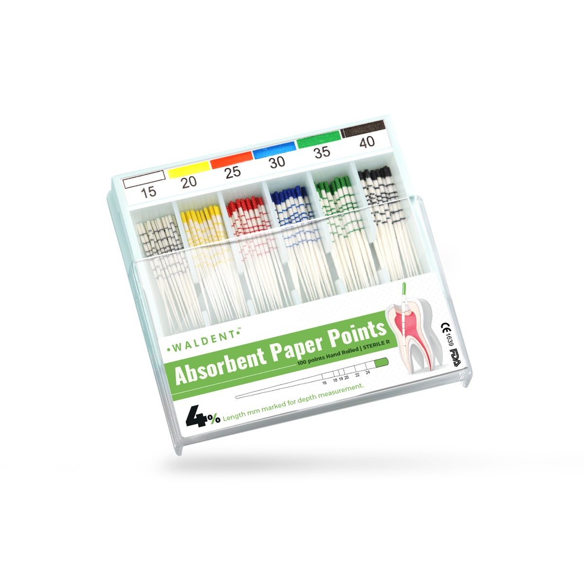 Waldent Paper Points 4% (Length Marked)