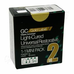 GC Gold Label 2 Light Cure Universal Restorative Glass Ionomer Cement - Mini Pack (5g Powder + 3g Liquid)