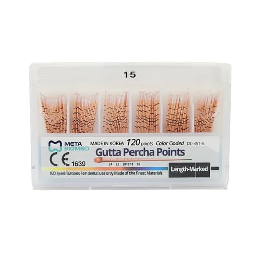 Meta Gutta Percha Points Color Coded Length Marked 2% (120 Points)