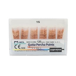 Meta Gutta Percha Points Color Coded Length Marked 2% # 15