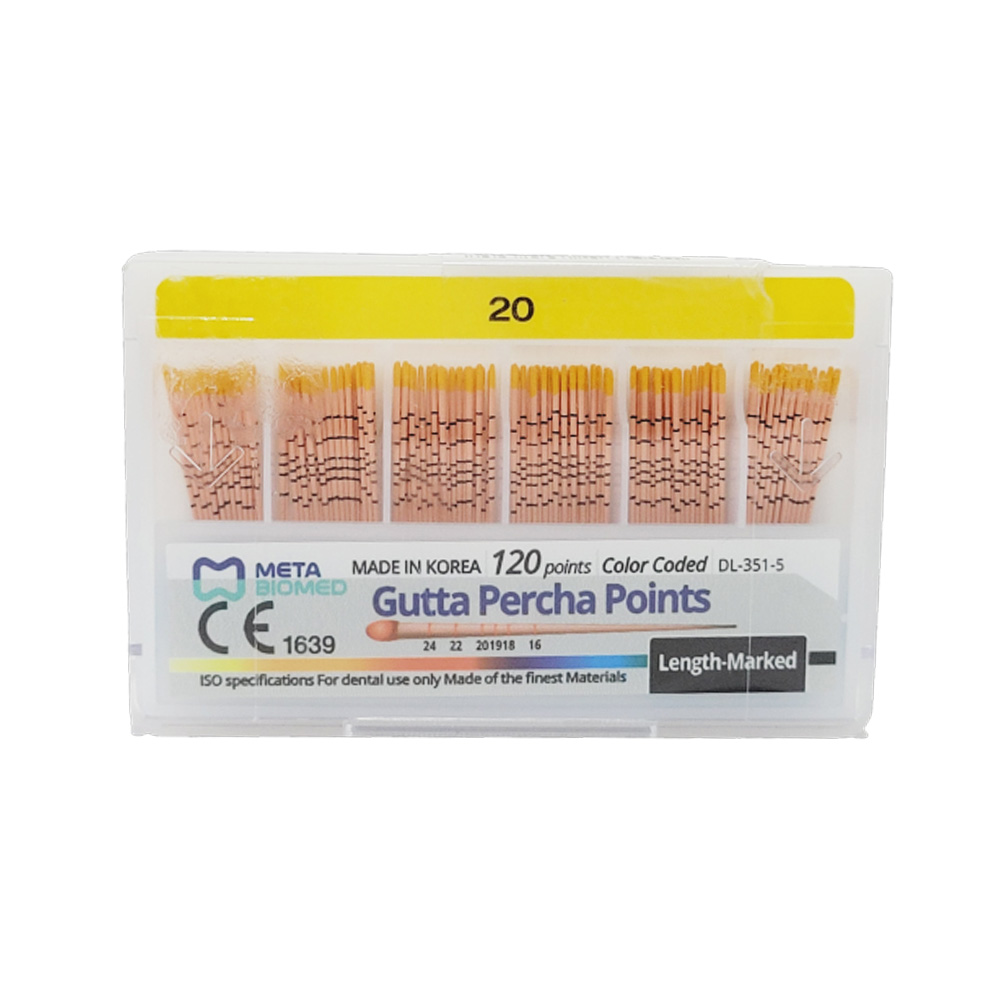 Meta Gutta Percha Points Color Coded Length Marked 2% # 20