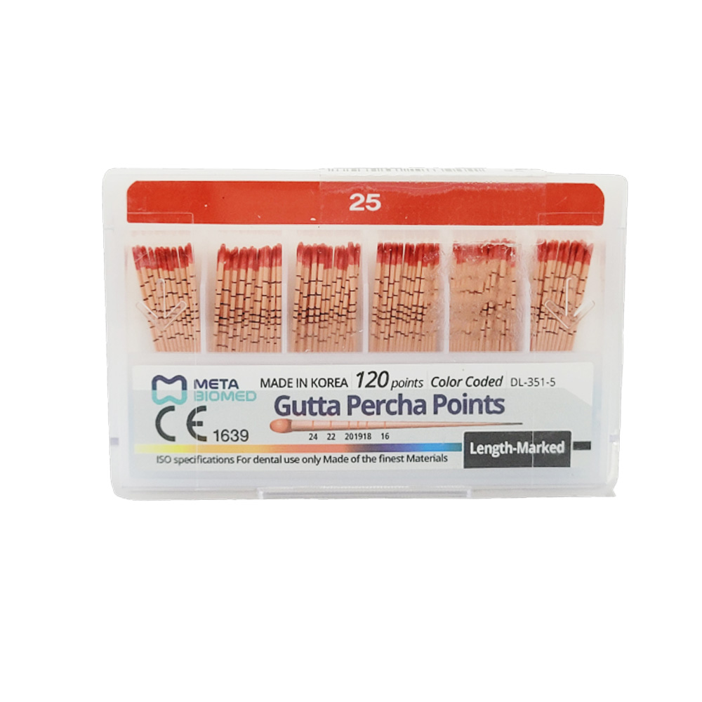 Meta Gutta Percha Points Color Coded Length Marked 2% (120 Points)
