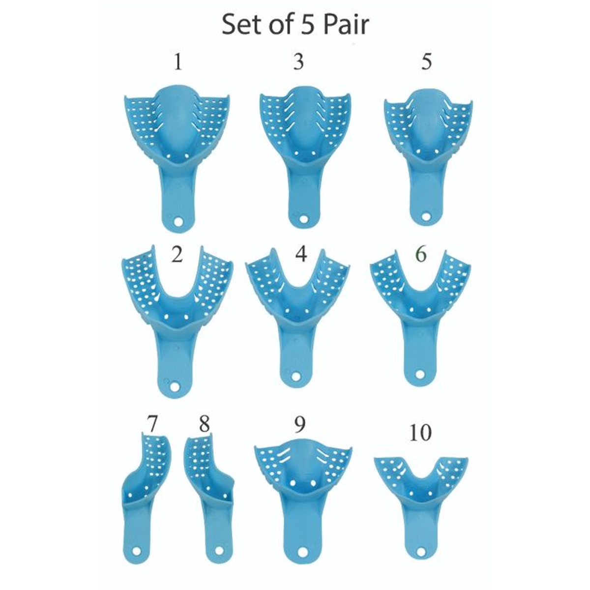 LD Venus Dental Eco Autoclavable Impression Tray Set of 5 Pair