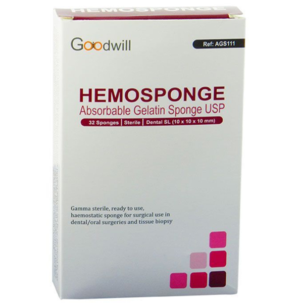 Goodwill Hemosponge 10x10x10 MM Absorbable Gelatin Sponge 32/pk - GL111