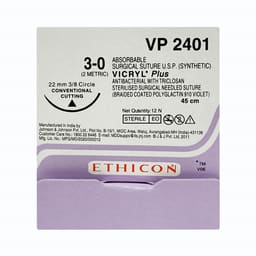 Ethicon Vicryl Plus # 3-0 Absorbable Violet Braided Suture (VP 2401) Pack of 12 
