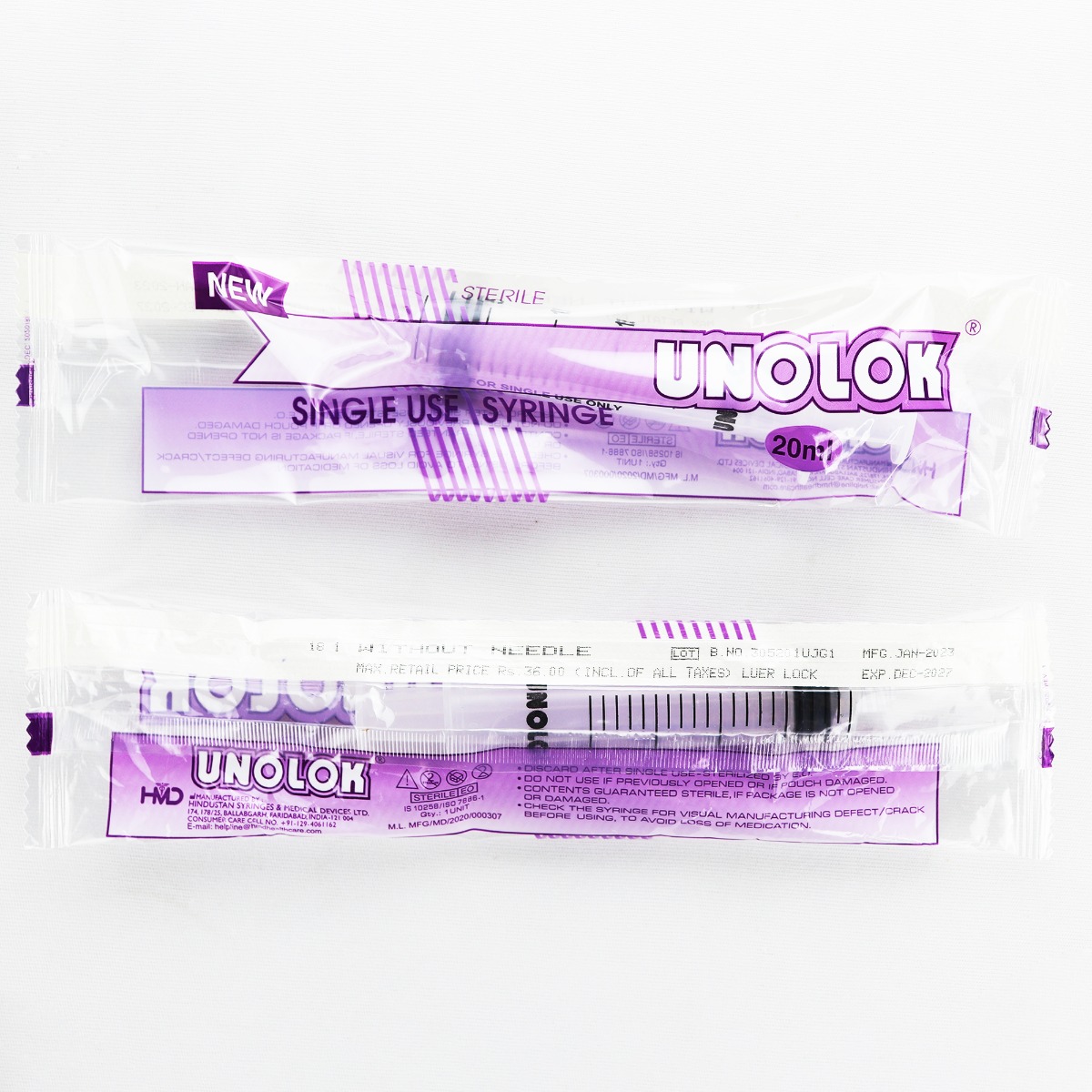 HMD Unolok Syringe Without Needle - 20ml