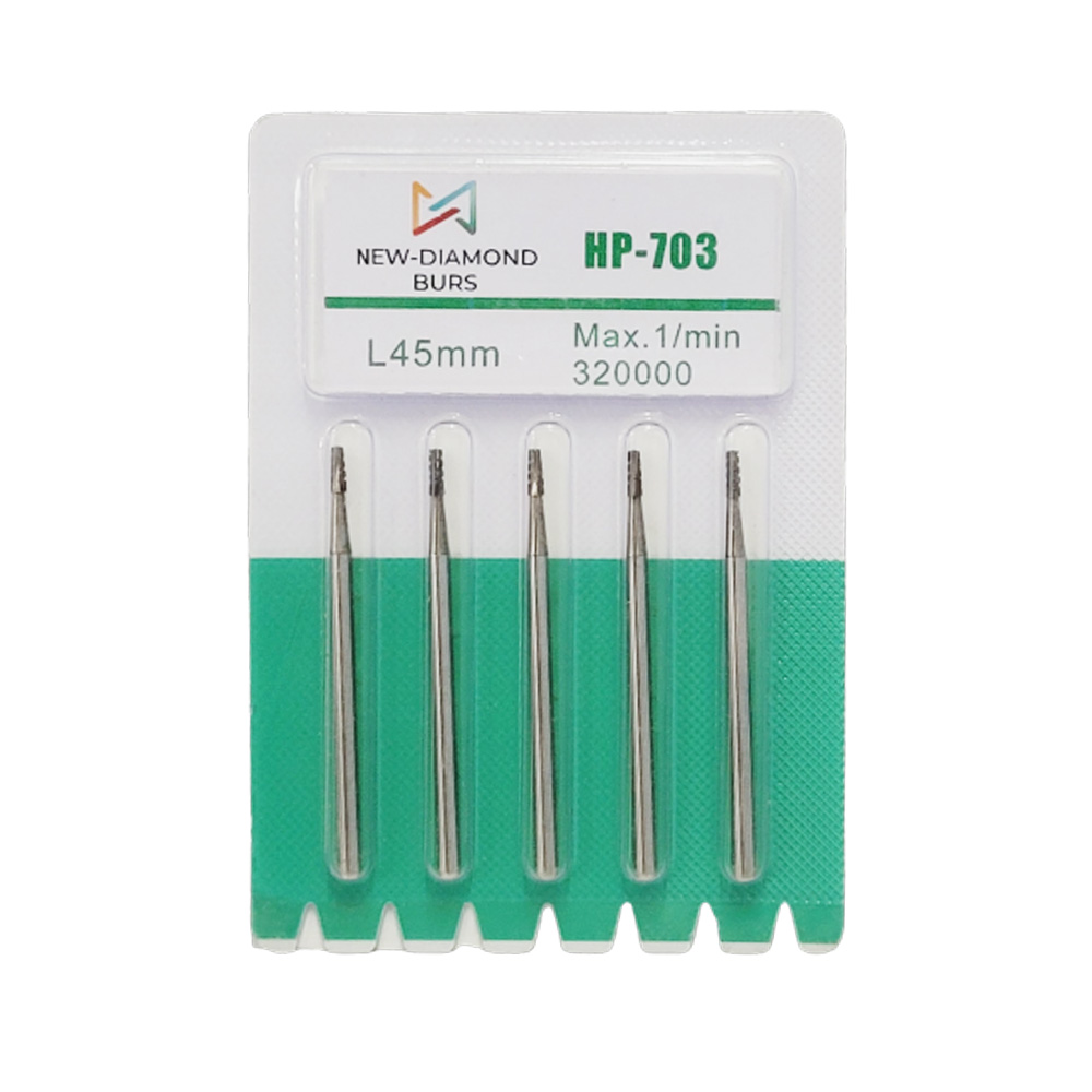 NewDiamond Cross-Cut Taper Fissure Carbide Straight Handpiece Burs (Pack of 5)