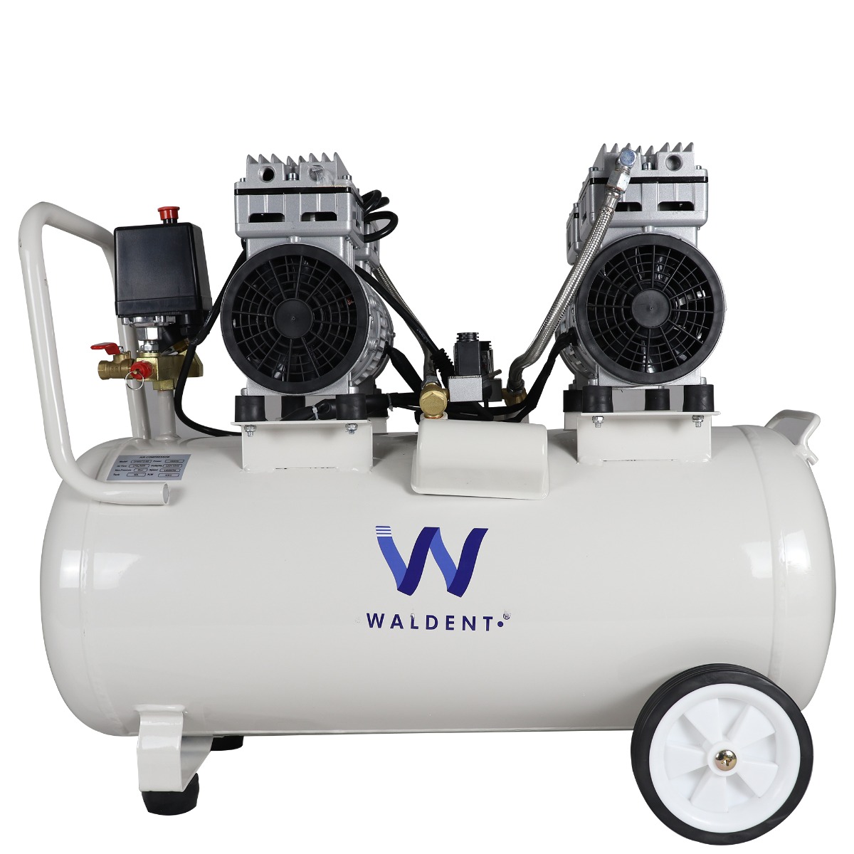 Waldent Double Head Dental Air Compressor Oil Free 2 Hp - Cylindrical Tank (WAC-200-DH-CT)