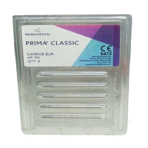 Prima Dental Carbide Straight Handpiece Taper Fissure Burs (Set Of 5 Burs)