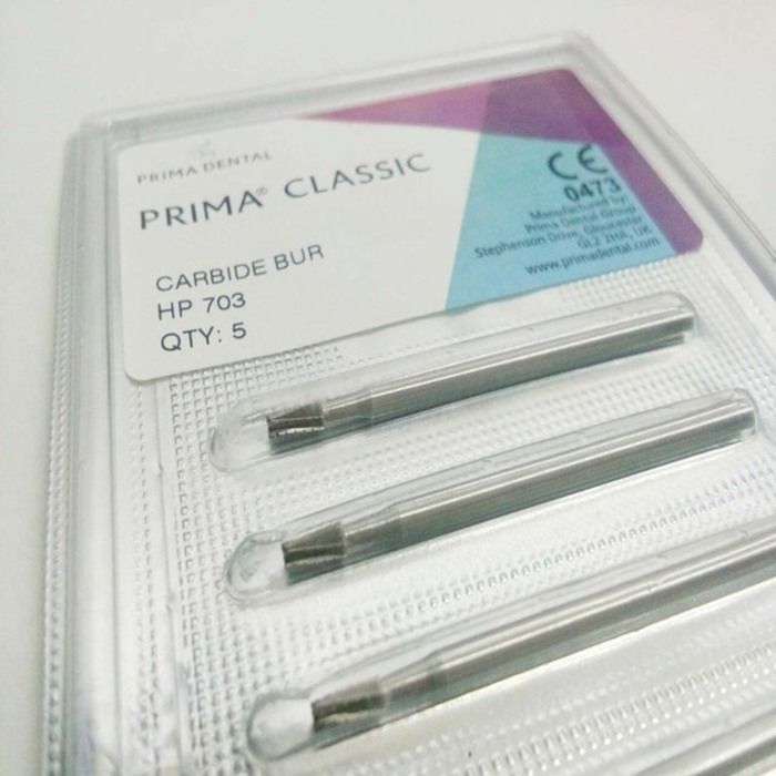 Prima Dental Carbide Straight Handpiece Taper Fissure Burs (Set Of 5 Burs)