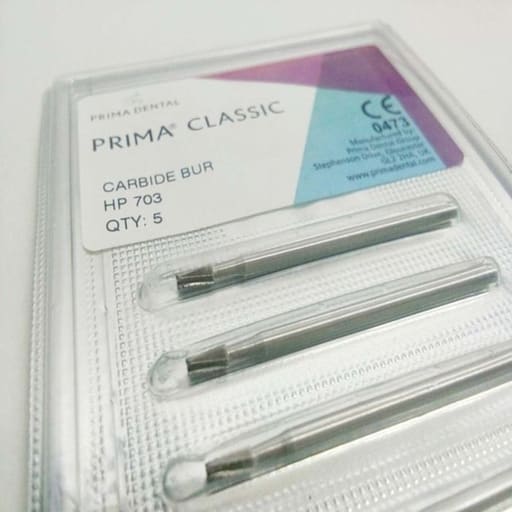 Prima Dental Carbide Straight Handpiece Taper Fissure Burs (Set Of 5 Burs)