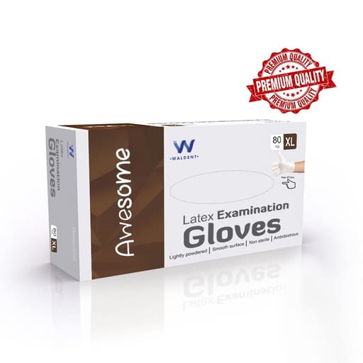 Waldent Latex Premium Examination Gloves (Pack of 80)