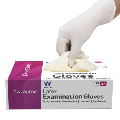 Waldent Latex Premium Examination Gloves (Pack of 80)