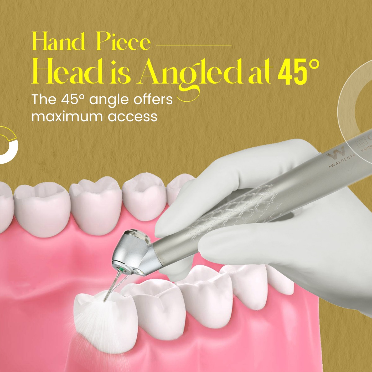 Waldent Premium Plus 45 Degree Airotor Handpiece And Cartridge 