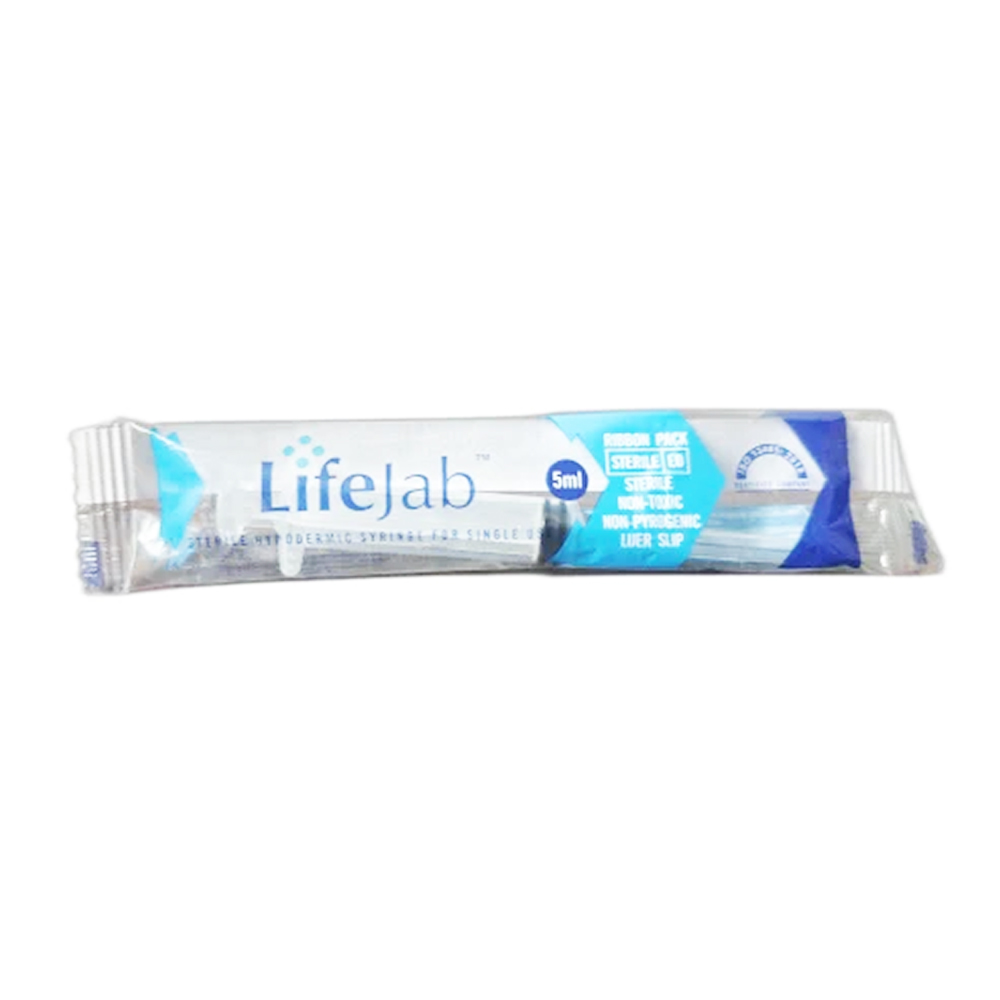 LifeJab Sterile Hypodermic Syringe With Needle 24 Gauge - 5ml
