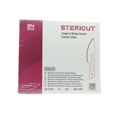 LifeShield Sterile BP Surgical Blade Size #24 (Pack of 100)
