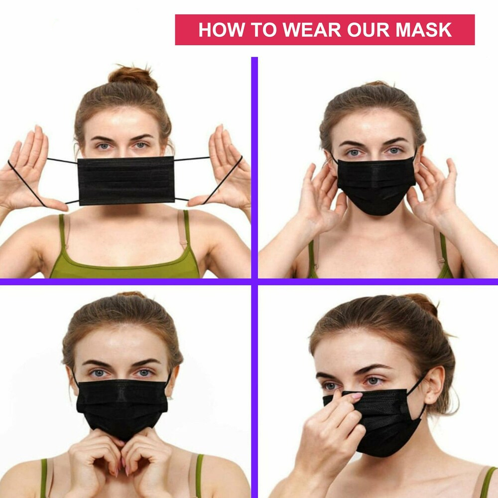 ET Dental Face Mask 3 Ply Black (Meltblown)