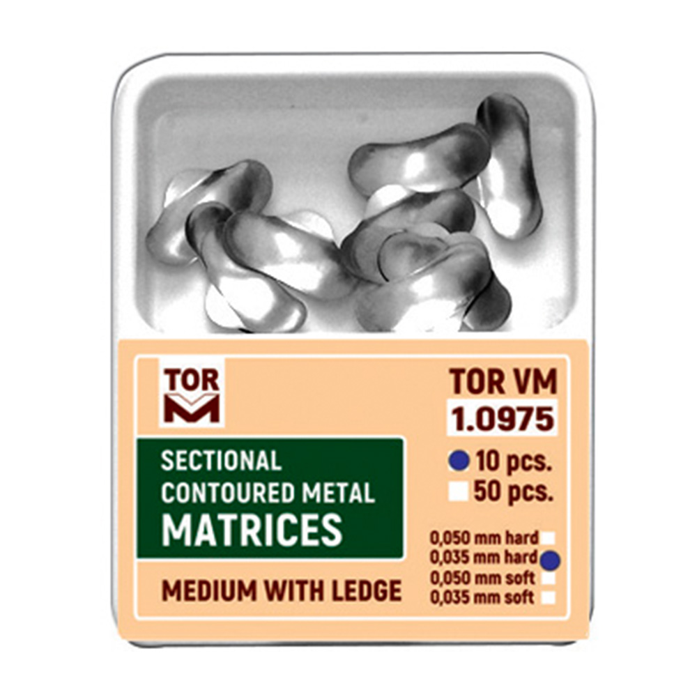 Tor Vm Sectional Contoured Matrices Medium with Ledge 0.050mm Hard (10pcs) No. 1.0975