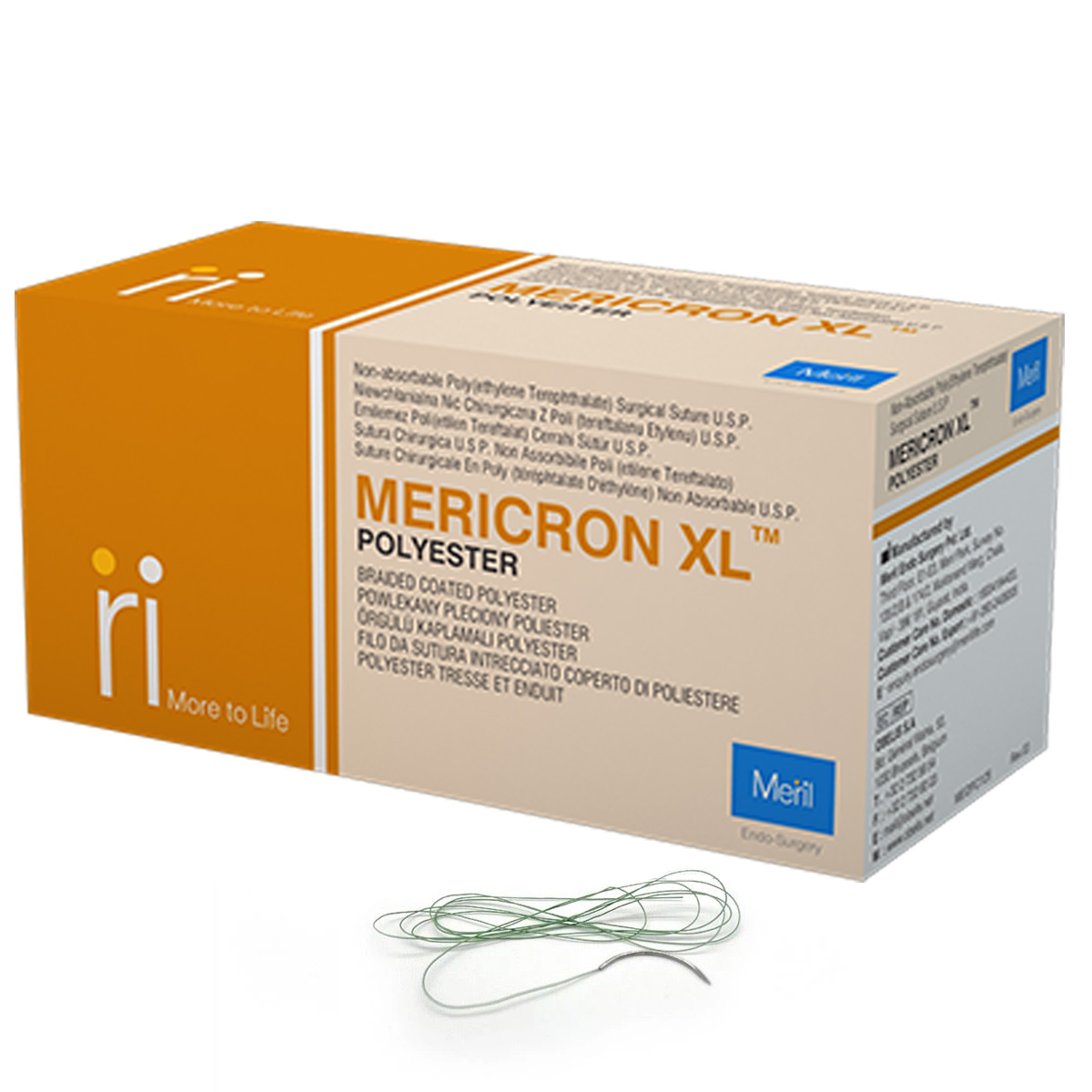 Meril Mericron XL #2-0 Polyester Suture (ME6937) - Pack of 12