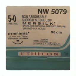 Ethicon Mersilk #5-0 Black Braided Suture - 90Cm(Nw5079) Pack Of 12