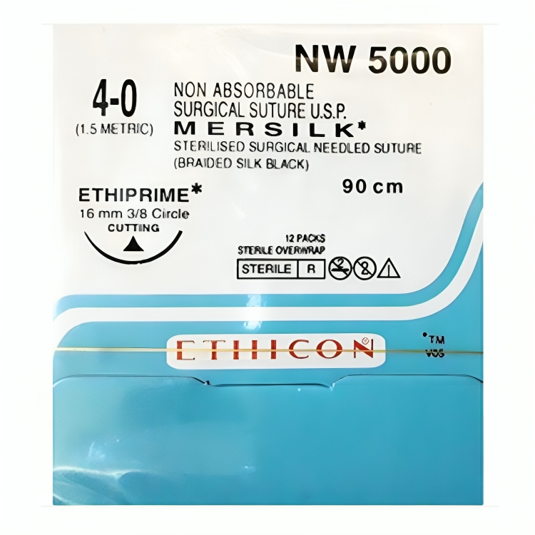 Ethicon Mersilk #4-0 Black Braided Suture1 - 90Cm (Nw5000) Pack Of 12