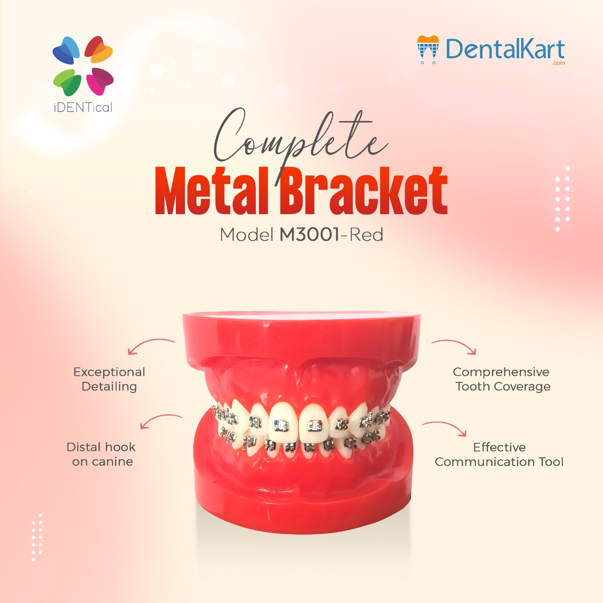 iDENTical Complete Metal Bracket Model M3001-Red