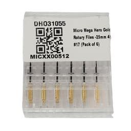 Micro Mega Hero Gold Rotary Files -25mm 4% #17 (Pack of 6) - 3