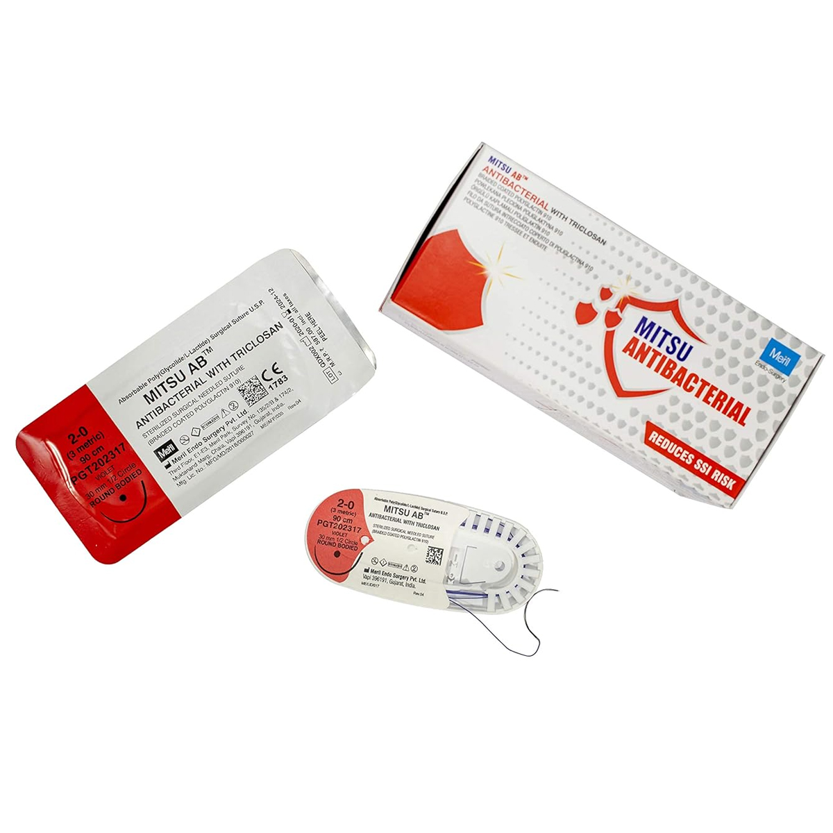 Meril Mitsu AB #2-0 Polyglactin 910 Suture With Triclosan