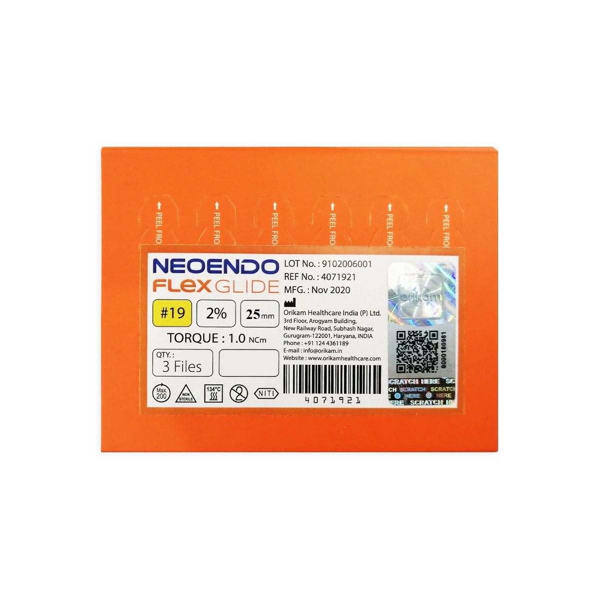 Neoendo Flex Glide File 25mm 2% #19 (Pack of 3)