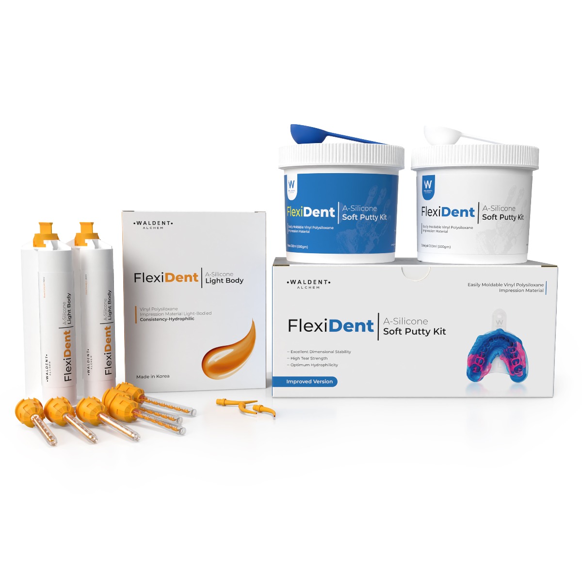 Waldent Flexident A-Silicone Soft Putty kit