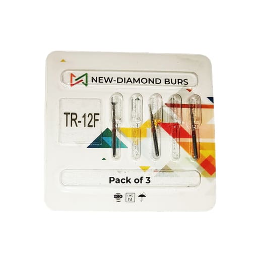 NewDiamond Tapered Round FG Diamond Bur TR-12F (Pack Of 3)