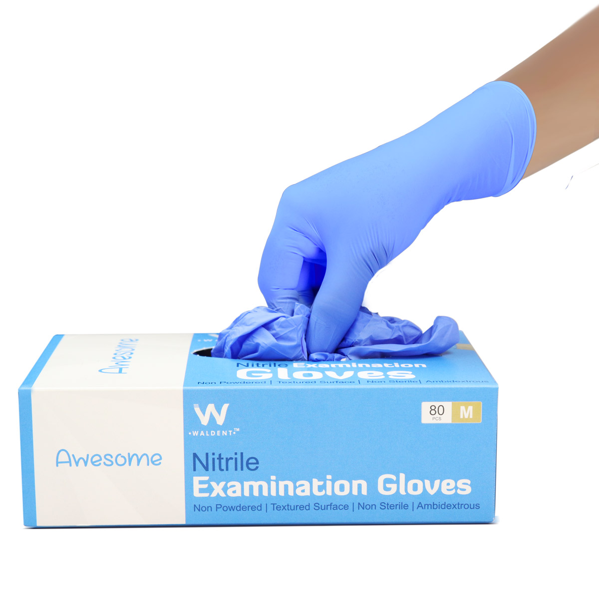 Waldent Nitrile Examination Gloves Blue (Pack of 80 Pcs)