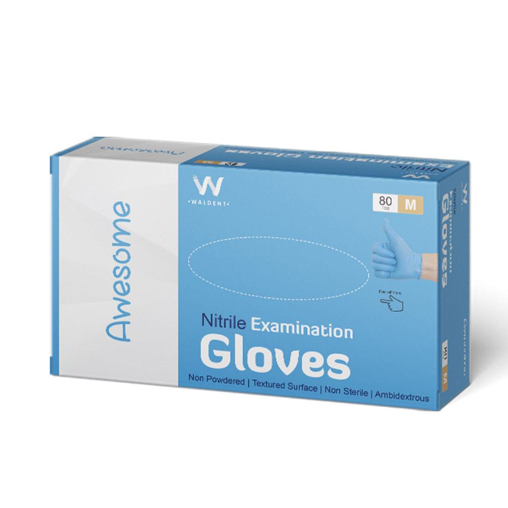 Waldent Nitrile Examination Gloves Blue (Pack of 80 Pcs)