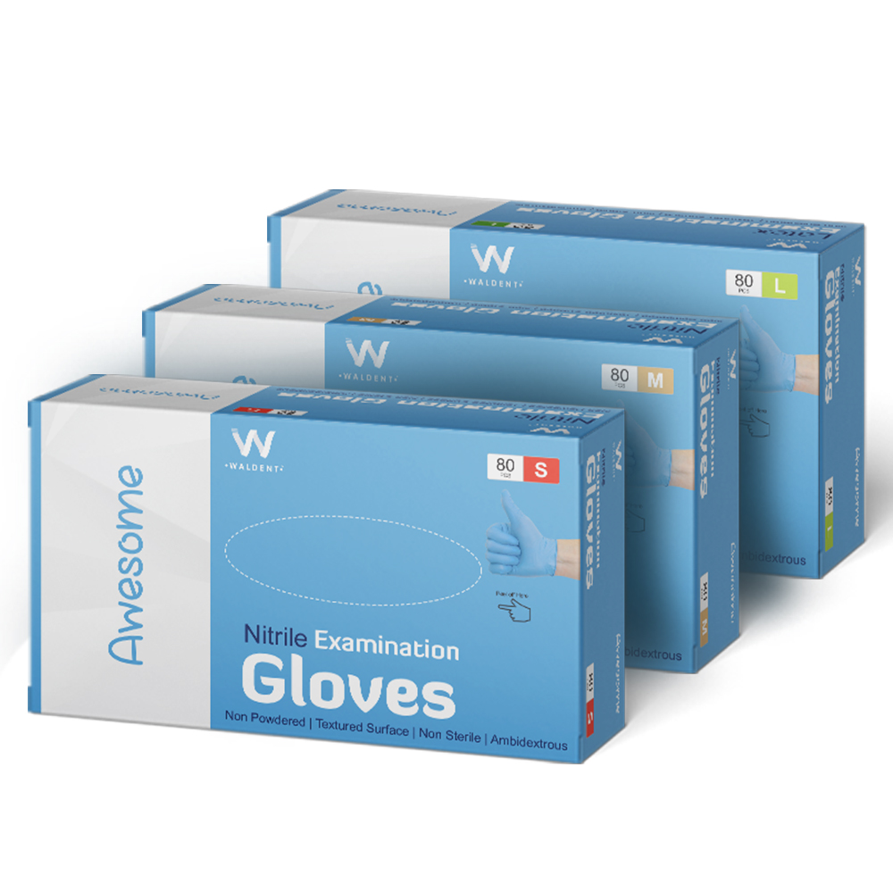 Waldent Nitrile Examination Gloves Blue (Pack of 80 Pcs)