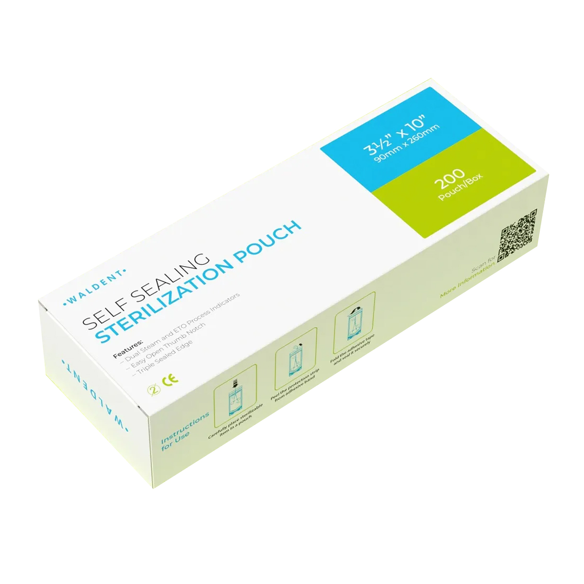 Waldent Self-Seal Sterilization Pouch - Medium (90x260mm) - For Scalers & Hand Instruments