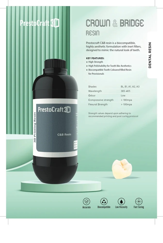 PrestoCraft 3D Printing Crown & Bridge Resin - 500 Gm