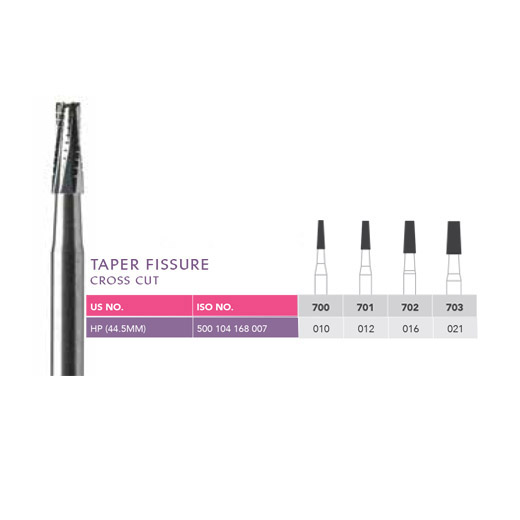 Prima Dental Carbide Straight Handpiece Taper Fissure Burs (Set Of 5 Burs)