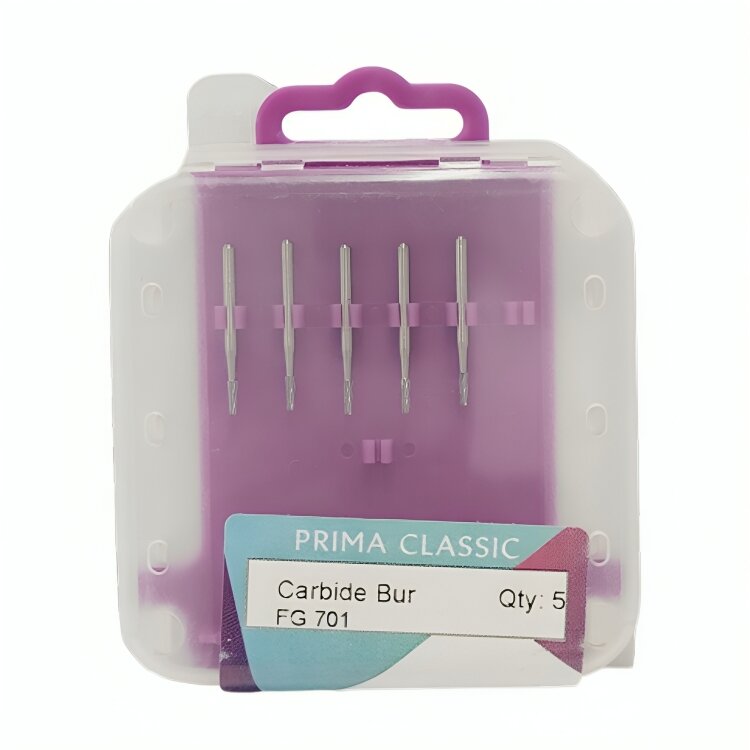 Prima Dental Carbide FG Airotor Burs Taper Fissure 701 (Set Of 5 Burs)