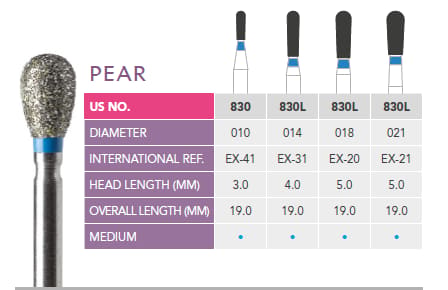 Prima Dental Pear Airotor Diamond Bur (Pack Of 5 Burs)