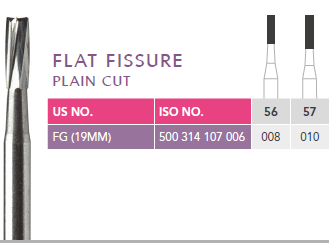 Prima Dental Flat Fissure Bur (Plain Cut) 