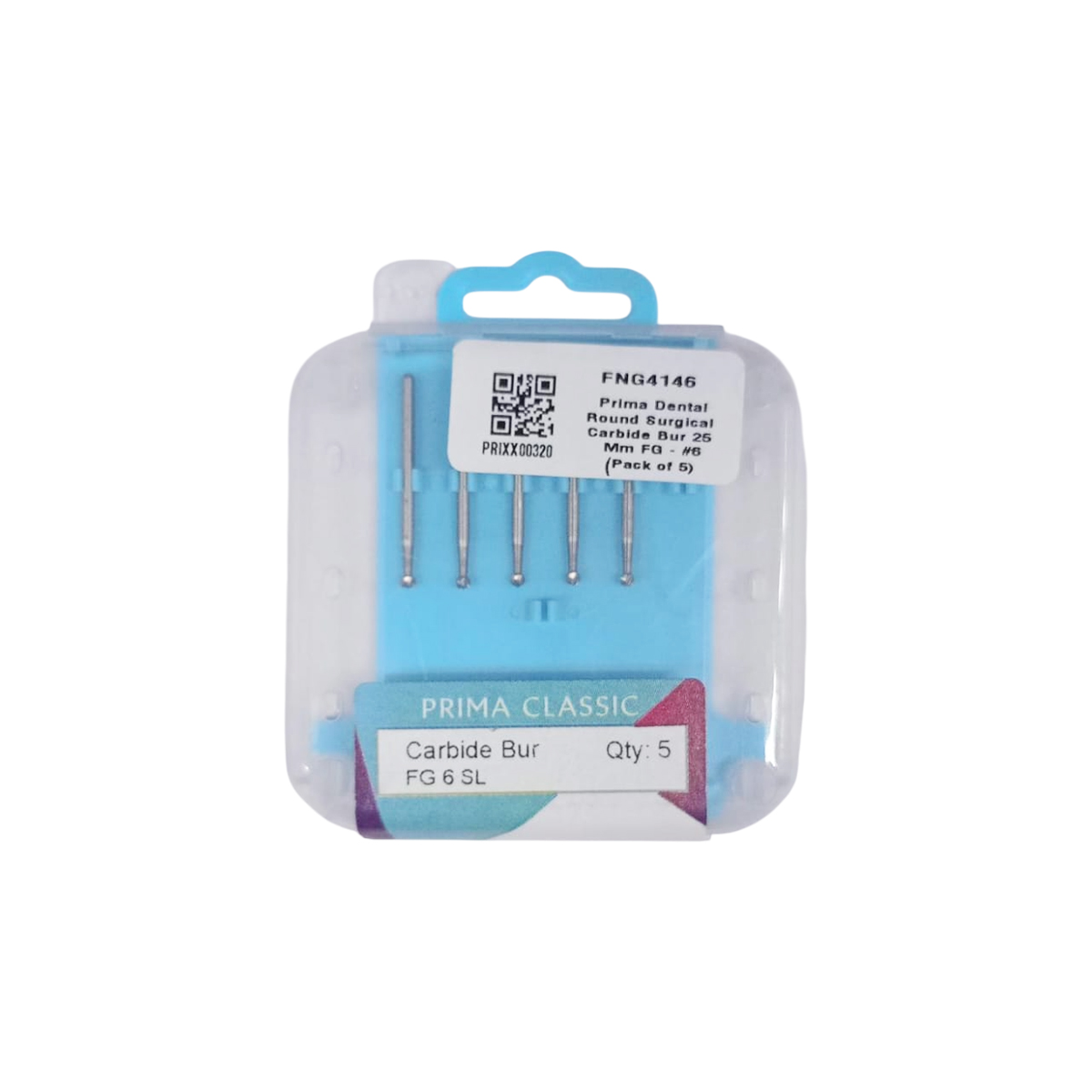 Prima Dental Round Surgical Carbide Airotor Bur 25 Mm - #6 (Pack of 5)
