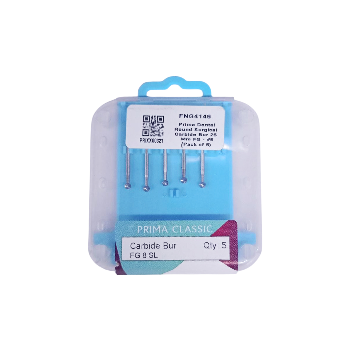 Prima Dental Round Surgical Carbide Airotor Bur 25 Mm - #8 (Pack of 5)