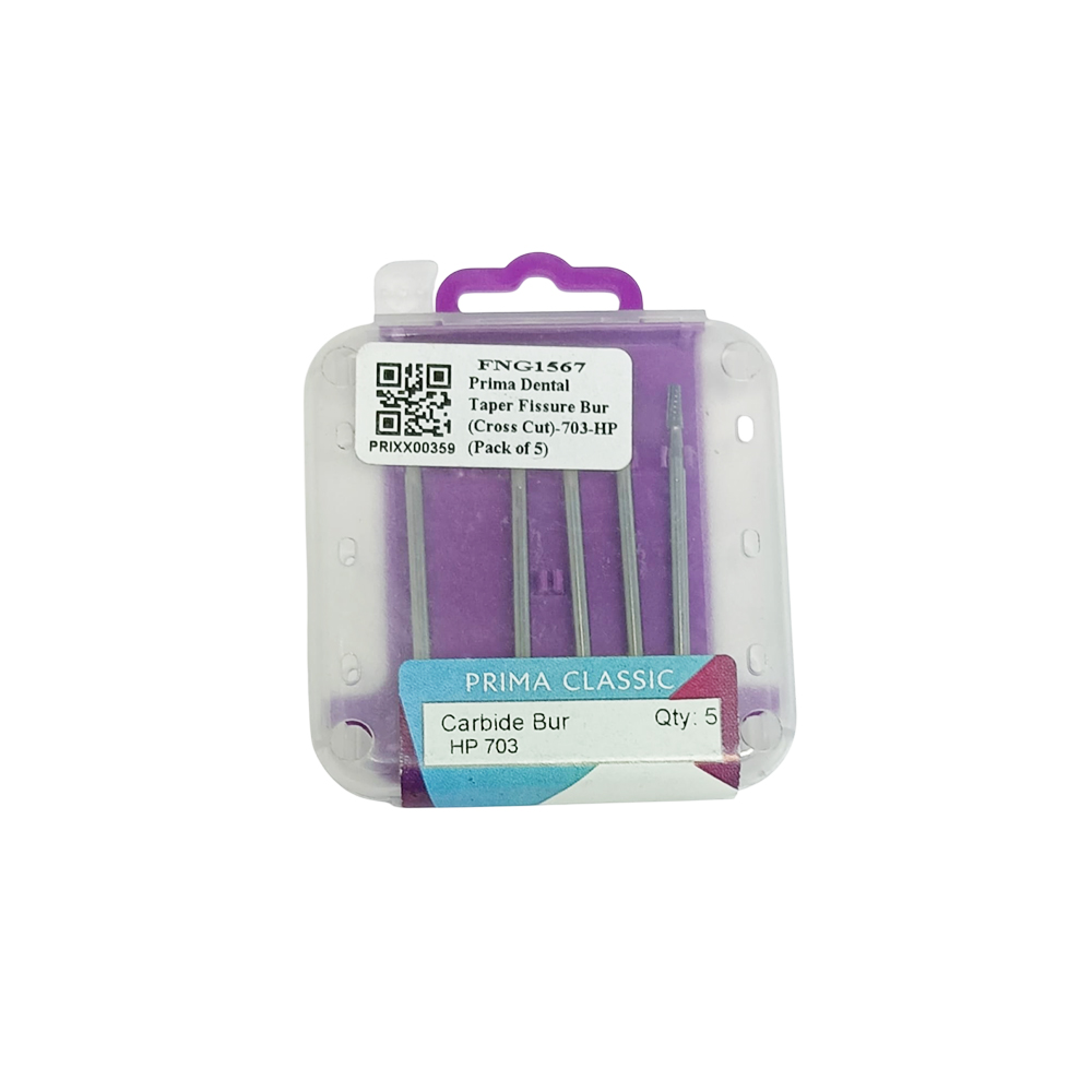 Prima Dental Taper Fissure Straight Handpiece Bur (Cross Cut)-703-HP (Pack of 5)