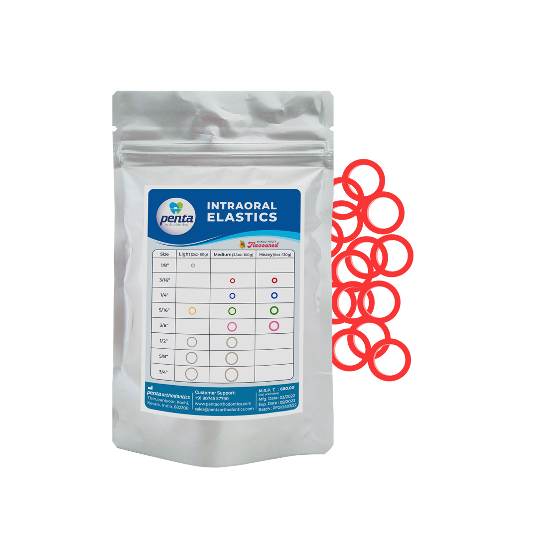 Penta Ortho Intraoral Elastics - Light & Medium (Pack of 1000)