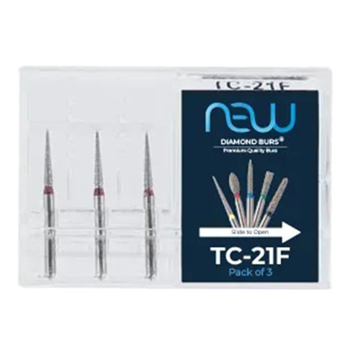 NewDiamond Tapered Cone Diamond Bur TC-21F (Pack Of 3)